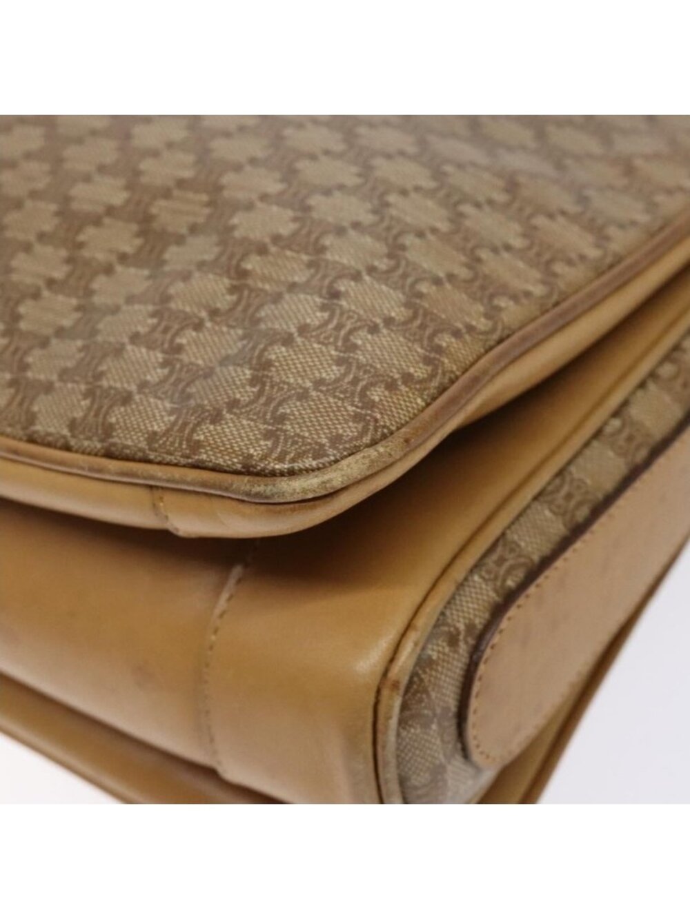 Authentic CELINE Macadam Canvas Shoulder Bag Beige Gold - Picture 2 of 16